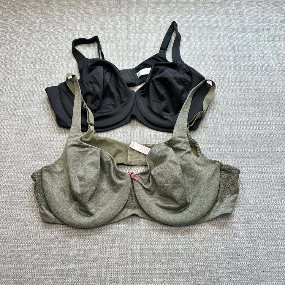 Sujetadores Cacique 44C Cobertura Completa Sin Forro True Embrace Negro Verde Lote de 2 Foto 1 de 4