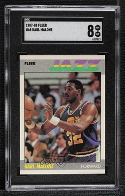 1987-88 Fleer Karl Malone #68 SGC 8 HOF - Image 1 of 2