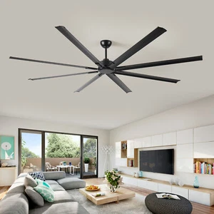 96 Inch Industrial DC Motor Ceiling Fan,Large Ceiling Fan w/8 Reversible Blades - Picture 1 of 5