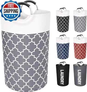 Large Laundry Basket Hamper Bag Washing Bin Clothes Storage Waterproof 82L grey - Picture 1 of 8