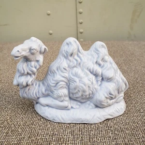 Vintage Atlantic Mold Nativity Figure Camel Sitting White Blue Glaze  9" - Picture 1 of 9