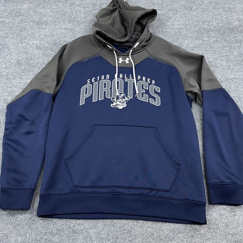 Seton Hall Pirates Under Armour Hoodie Medium Navy Blue Sweatshirt Storm Fleece Cover