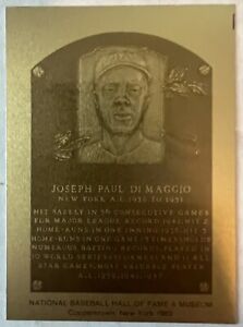 1981 Joe DiMaggio Official Hall Of Fame Gold Metallic Plaque Card-Only 1000 #2