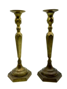 Paar massiv formschön Messing Kerzenleuchter 2 Kerzenständer H ca. 24 cm um 1900 - Bild 1 von 9