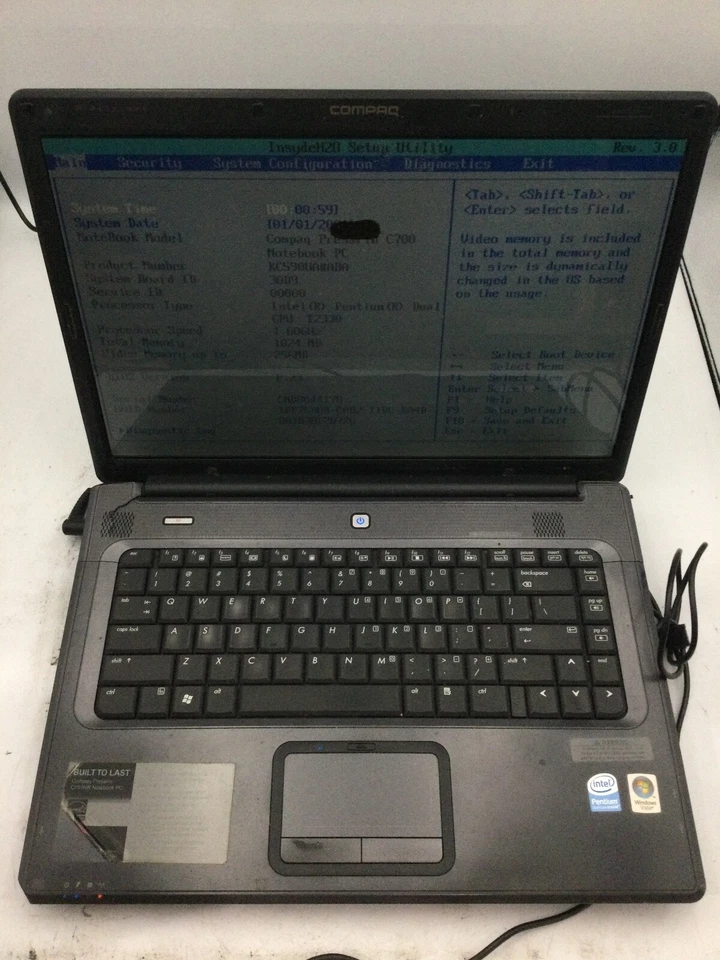 HP COMPAQ PRESARIO C700 - BOOTS TO BIOS - INTEL PENTIUM DUAL - 1GB RAM - READ-BB - Image 1 of 4