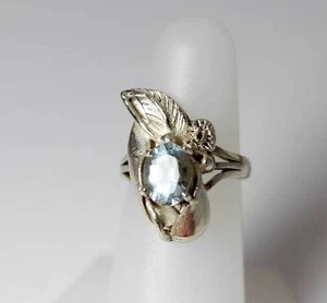 Hermoso Anillo Hecho a Mano Plata Esterlina Laboratorio Hoja Zafiro Talla 5.75 - 4479 - Imagen 1 de 5