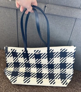 Women’s Lacoste White & Navy Medium Sized Tote Shoulder Bag - USED - Picture 1 of 20