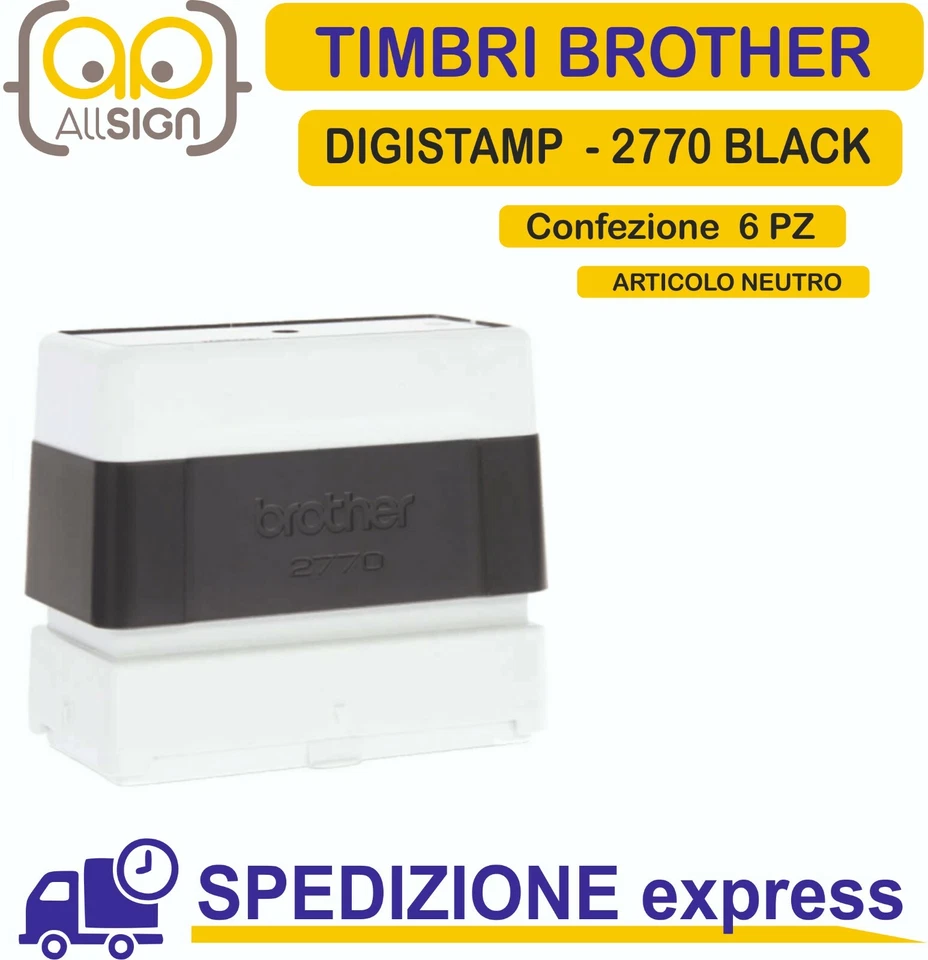 TIMBRI 27X70 MM BROTHER DIGISTAMP SC 2000 COLORE NERO PZ. 6 PRE INCHIOSTRATO - Immagine 1 di 1