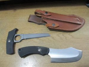 Browning Processing Knife Set Skinner & Saw W/Leather Sheath Japan Rare Wasatch - Picture 1 of 15