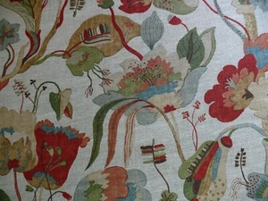 BY YARD GP & J BAKER CALIFORNIA LINEN PRINT RED CREAM MSRP$248 2yd min order - Picture 1 of 12