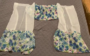 Vintage Floral Pattern Curtains 2 Panels and Valance Sheer Blue Green Pink - Picture 1 of 11