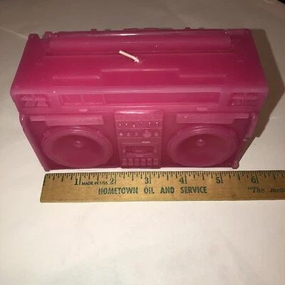 Candle Shaped Like Mini Boombox Pink Ghetto Blaster Boom Box - Image 1 of 4