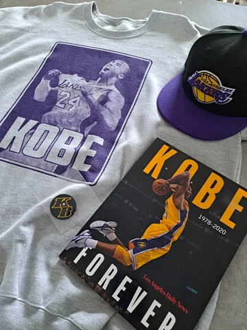 Kobe Bryant LA Lakers lot! New Era hat RARE sweatshirt 2XL Kobe Forever book NBA Cover