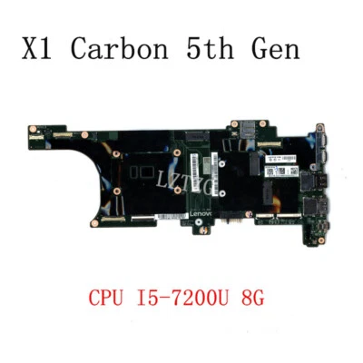 For Lenovo ThinkPad X1 Carbon 5th Gen Motherboard CPU i5-7200U 8GB FRU 01AY064 - Image 1 of 3