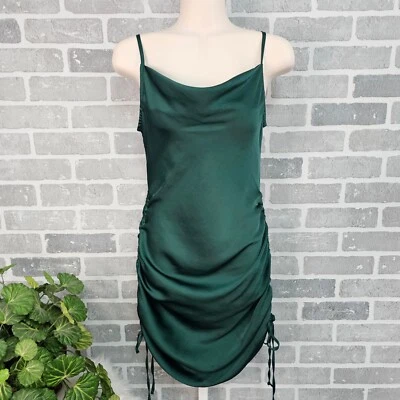 Mini Vestido Express Sin Mangas Verde Esmeralda XS Lado Acanalado Ligero Cóctel Fiesta Foto 1 de 4