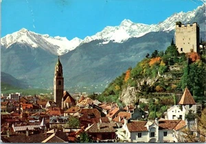Birds Eye View of the Spa Town of Merano, Texelgruppe Mountains, Italy Postcard - Picture 1 of 2