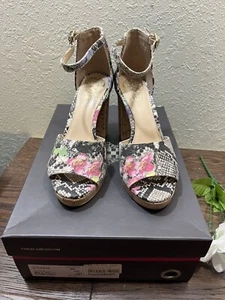 ๐ฅ Vince Camuto Ciestie Wedge 4โ Platform Heels Cork Sandal Women Sz 6M Floral - Picture 1 of 12