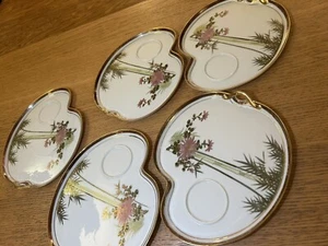 Kutani Yamazaki Tee Snack Teller handbemalt floral gold (nur Teller) 5er Set - Bild 1 von 9