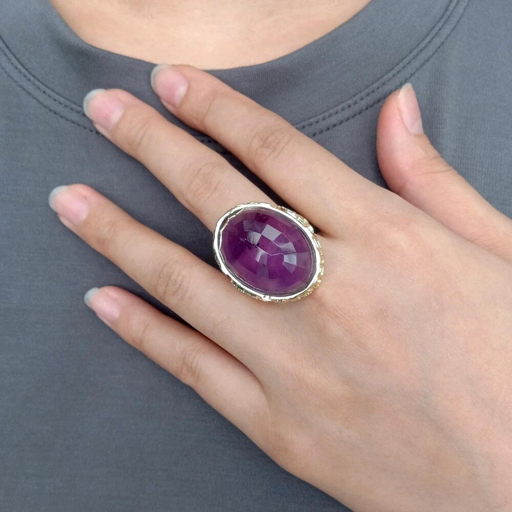 Ametrino Purpura Natural De 13,65 Quilates Con Talla Ovalada Procedente De Bolivia