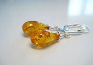 Genuine Elegant Honey Baltic Natural Amber Stone Earring 2 gr. !!! - Picture 1 of 4