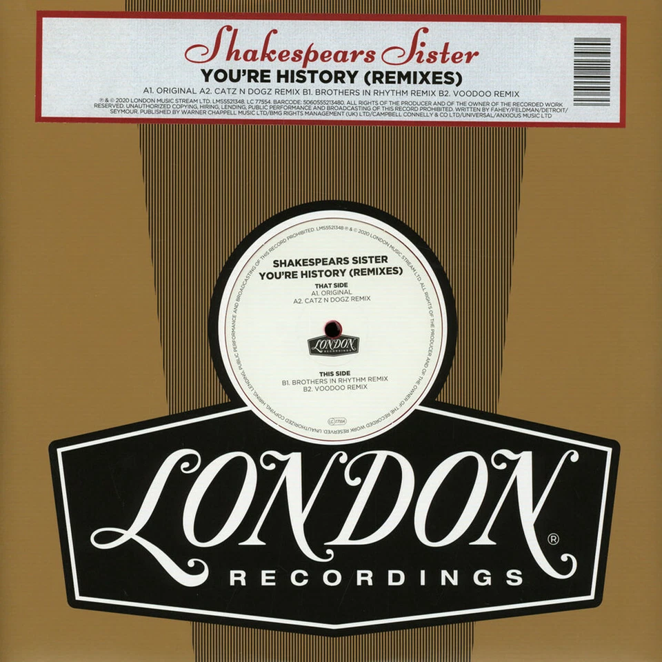 Shakespears Sister You're History Remixes 12" Red Vinyl Record Store Day 2020 - Bild 1 von 1