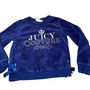 Juicy Couture velour toddler girl blue gold bling side tie sweatshirt SZ 4T - Picture 1 of 6