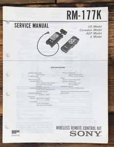 Sony RM-177K Remote Control Service Manual *Original* - Picture 1 of 1