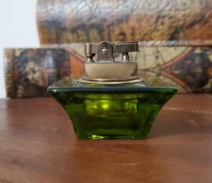 Vintage Green Glass Desktop Table Lighter - Four Star - Japan - Picture 1 of 11