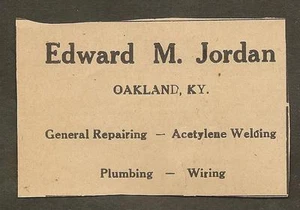 VINTAGE AD CLIPPED FROM NEWSPAPER - EDWARD JORDAN WELDING - OAKLAND, KY -1939 - Picture 1 of 1