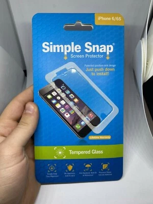 Simple Snap Screen Protector iPhone 6/6S Tempered Glass - BRAND NEW, SEALED!  - Image 1 of 4