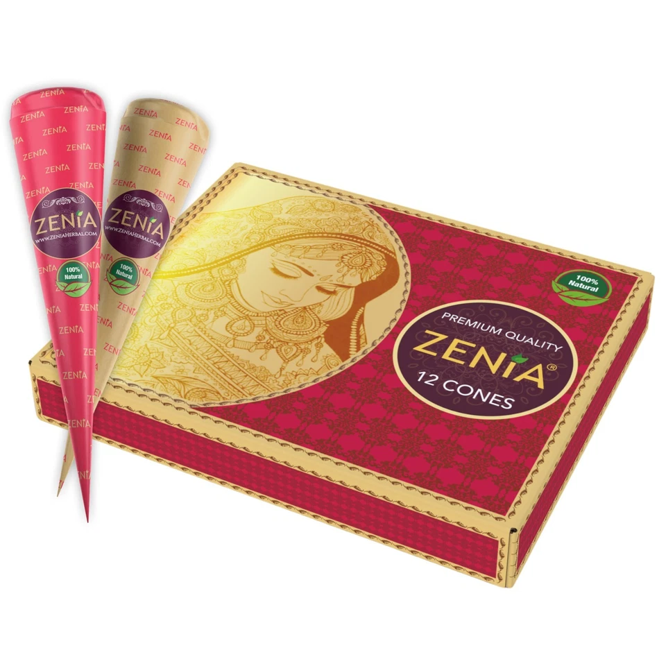 3 Pack Zenia 100 Natural Henna Cones