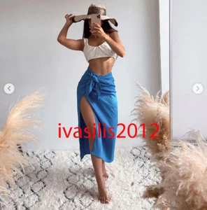 ZARA NEU DAMEN MIDI KNOTEN WICKELROCK BLÄULICH XS-XXL 7563/246 - Bild 1 von 12