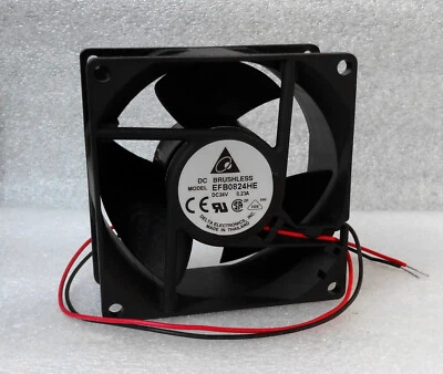 Delta EFB0824HE 80mm x 38mm High Airflow Fan 24V DC 2 Wire Bare Leads 80x38mm - Image 1 of 2