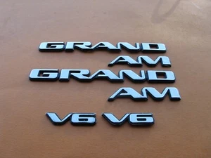 PONTIAC GRAND AM V6 SIDE EMBLEM LOGO BADGE SIGN SYMBOL CHROME OEM USED SET 39643 - Bild 1 von 2