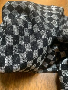 Remnant Vintage Sparkling Black  Silver Lurex  Check Knit fabric - Picture 1 of 2