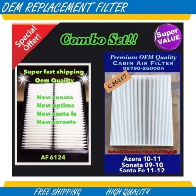 Engine & Cabin Air Filter for 2011 2012 Hyundai Santa Fe AF6124 C36157 - Image 1 of 4