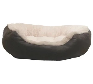 Oval Luxury Dog Bed Foax Leather Cream Mattress Soft Pet Hygienic Sofa Cat     - Picture 1 of 27