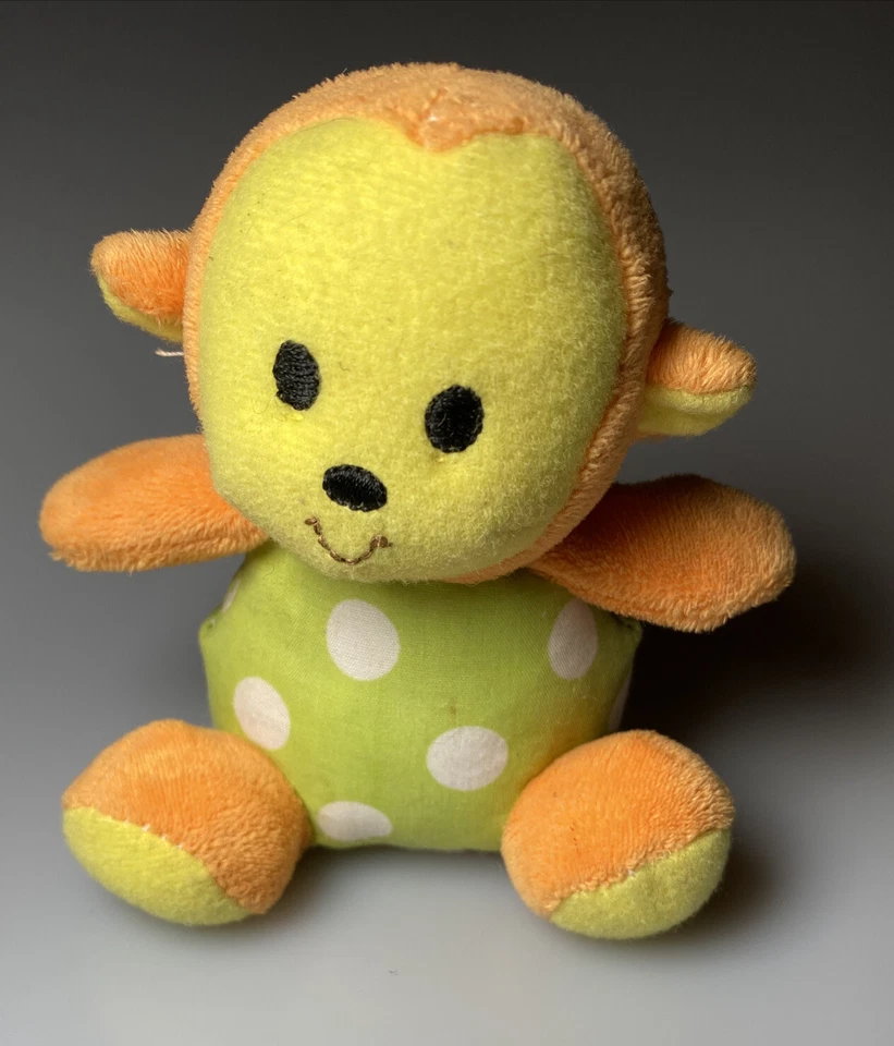 "Juguete suave de peluche Sassy Monkey de 4"" Lovey naranja amarillo lunares" Foto 1 de 2
