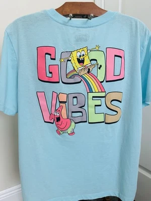 Camiseta Bob Esponja Pantalones Cuadrados BFF GOOD VIBES Mujer Talla XXL (20) Azul Aqua Foto 1 de 4