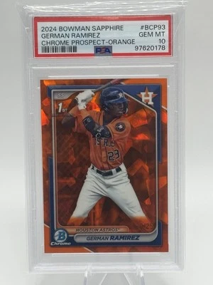 GERMAN RAMIREZ 2024 BOWMAN CHROME 1ST SAPPHIRE EDITION ORANGE /25 ASTROS PSA 10 - Image 1 of 2