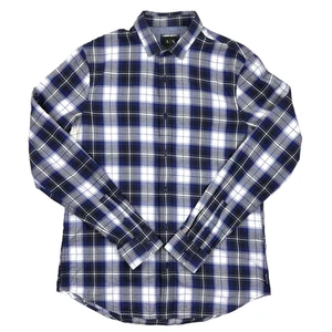 Armani Exchange Mens Shirt Size Medium Blue Long Sleeve Slim Fit Check Cotton - Picture 1 of 14
