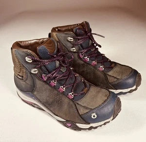 OBOZ Women’s Size 6.5 Waterproof Brown Purple Tail Mid Hiking Lace Up Boots. - Picture 1 of 9