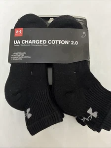 Under Armour Charged Cotton 2.0 Boys 6 Pack Quarter Socks Black Medium - Picture 1 of 5