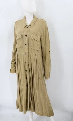 Chaqueta plumero Free People Rainz de lino L gabardina verde pantano dunas grunge Foto 1 de 4