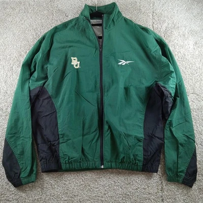 Vintage Baylor Bears Jacket Mens Medium Green Black Reebok NCAA Windbreaker 90s - Image 1 of 4
