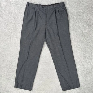 Austin Reed 100% Wool Dress Pants Men 42x32 Dark Grey Pleated - Picture 1 of 21