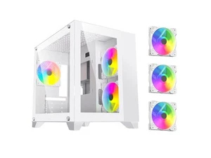 DIYPC ARGB-Q3.R2-W White USB3.0 / Type C Tempered Glass Micro ATX Gaming - Picture 1 of 5