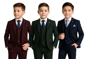 Boys Glen Check Suit Tweed Tailored Fit 3 Piece Set Wedding Party Prom Outfit - Picture 1 of 7