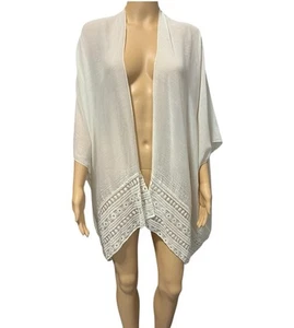 Isa & Stef Inc Cream Open Front Kimono with Lace Detail One Size - Picture 1 of 5