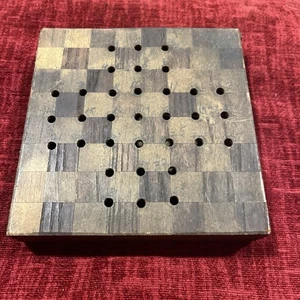 Antique Wood Chinese Checkers Peg Board Game Box - Picture 1 of 21
